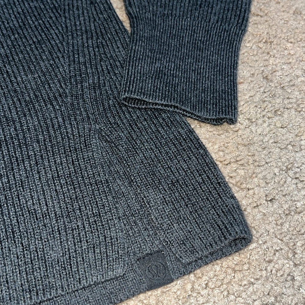 Lululemon Merino Wool-Blend Ribbed Crewneck Sweater Heathered Black 2 - Picture 9 of 13